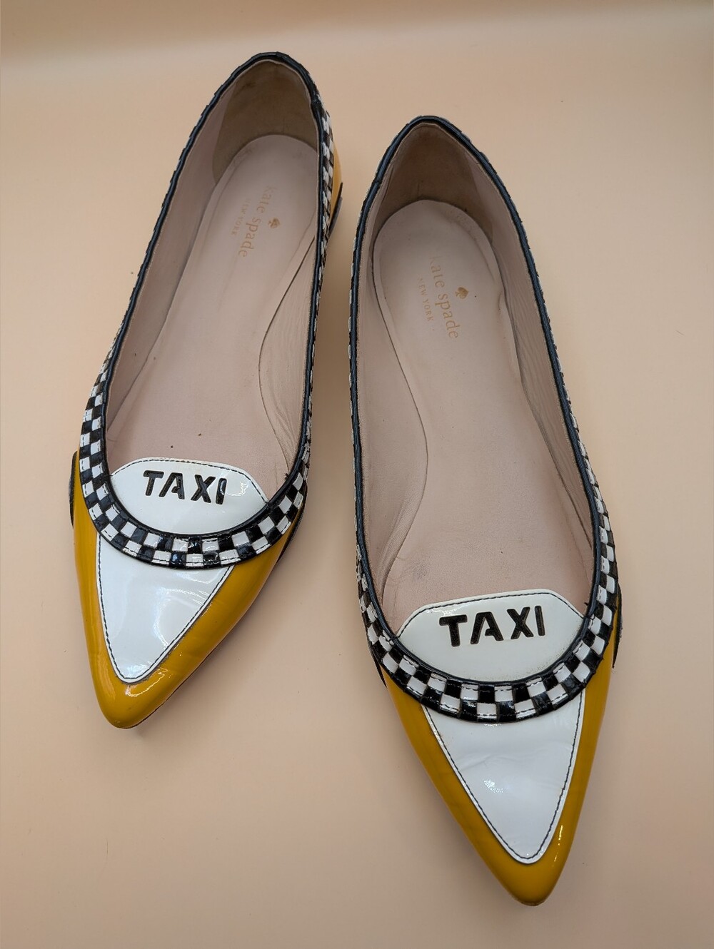 Kate Spade Yellow Go Go Patent Leather New York Taxi Pointed Toe Flats